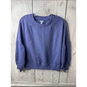Aerie Womens Size Medium Blue Pullover Sweatshirt Long Sleeves Fleece